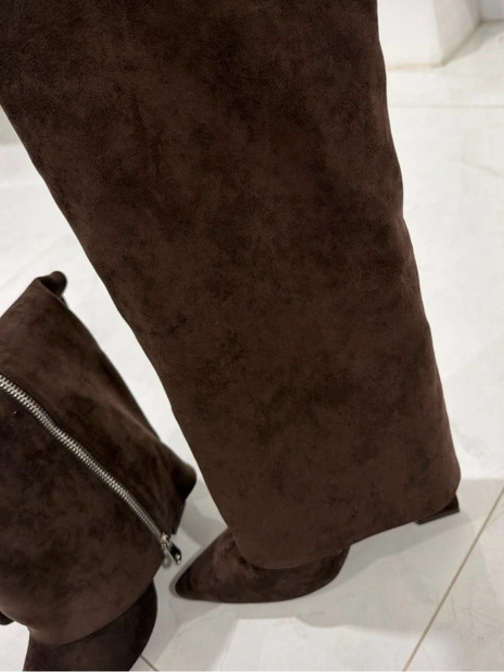 Women's Brown Suede Heeled Boots